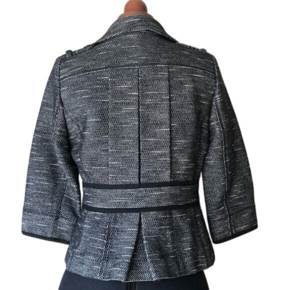 Halogen Textured Blk & White Woven Textured Blazer 8P - Picture 3 of 11